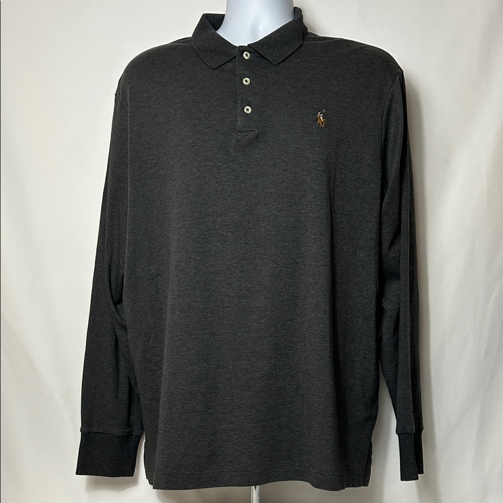 Polo Ralph Lauren Men’s Size XL TG Dark Gray Long Sleeve 1/4 Button Pullover